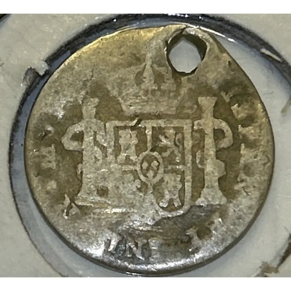 1783-Mo FF Mexico 1 Real Carlos III Spanish Colonial Silver Holed KM#78.2